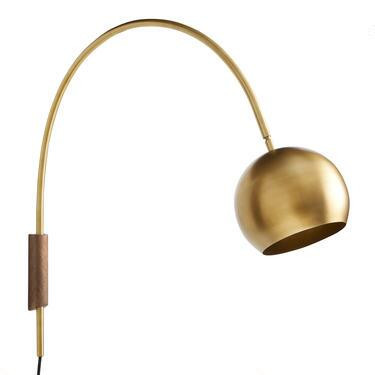 Keith Antique Brass Dome Adjustable Arc Wall Sconce | World Market