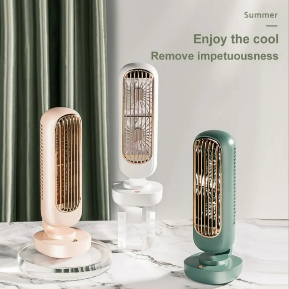 New Retro Double-Leaf Tower Fan Office Desktop Fan Vertical Portable Charging USB Small Fan - Pin... | Walmart (US)