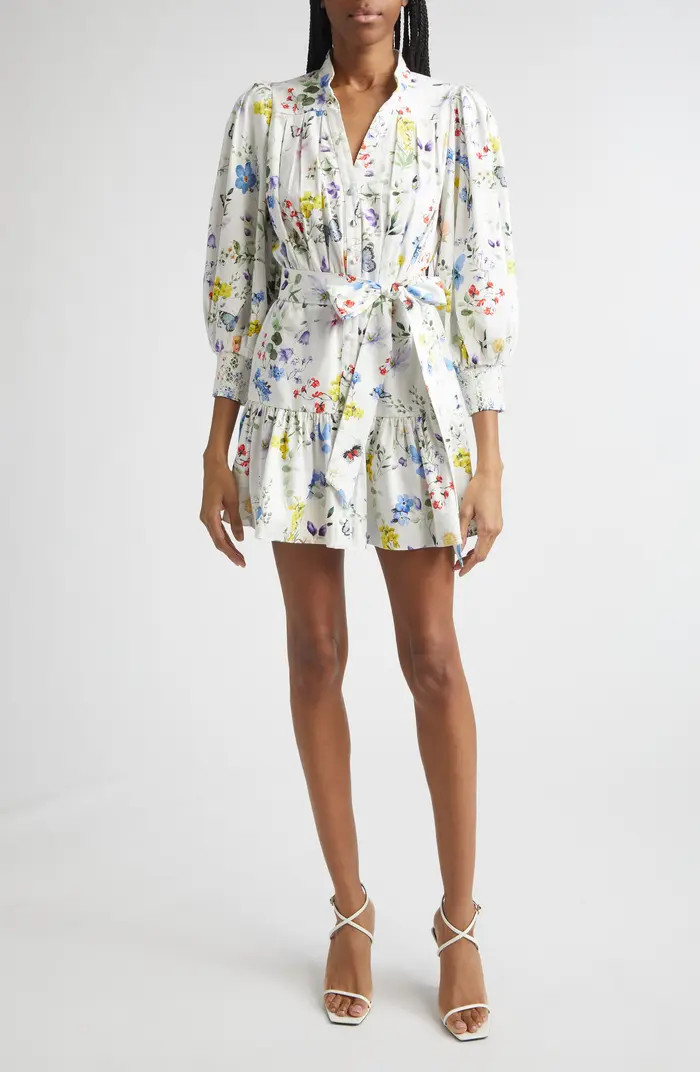 Alice + Olivia Cora Floral Print Mini Shirtdress | Nordstrom | Nordstrom