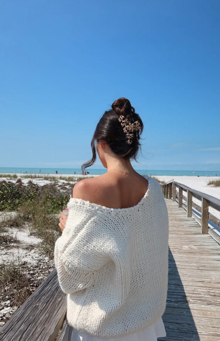 Delvey Cream Chunky Knit Sweater | Beginning Boutique (US)