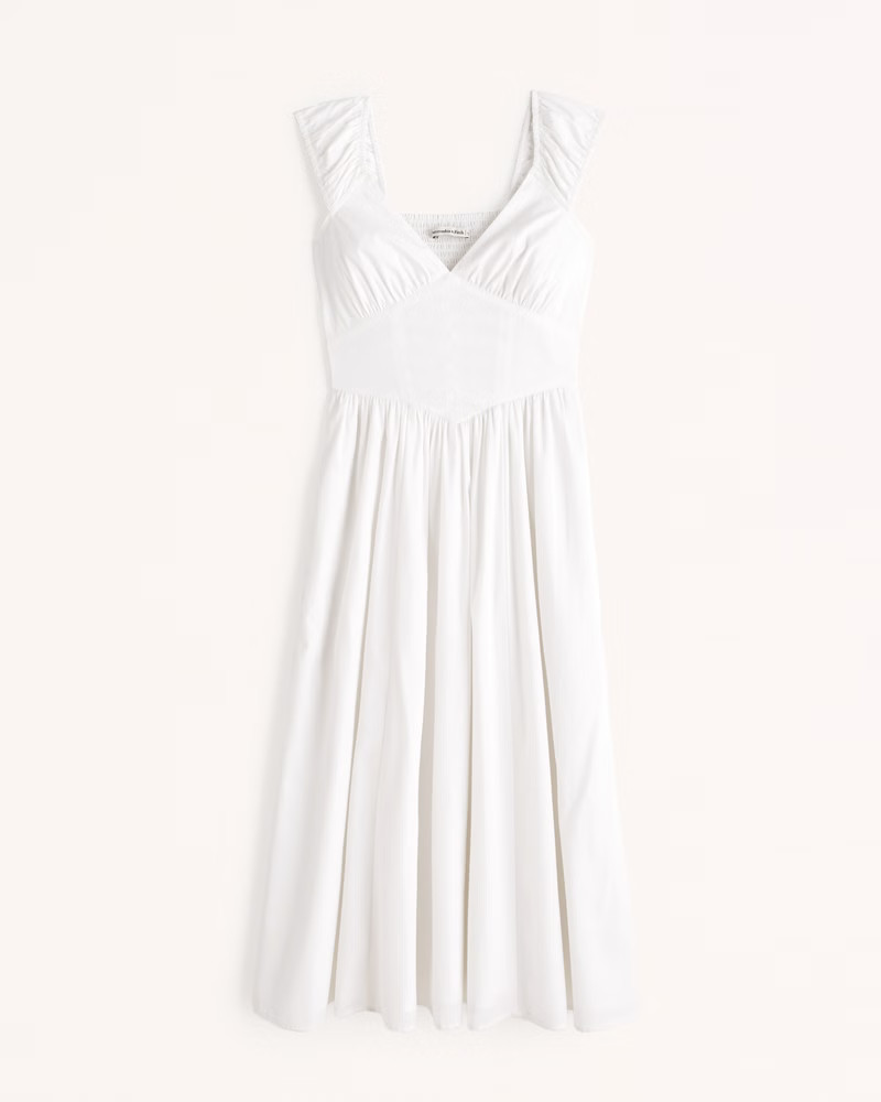 Women's Cap Sleeve Corset Midi Dress | Women's Dresses & Jumpsuits | Abercrombie.com | Abercrombie & Fitch (UK)
