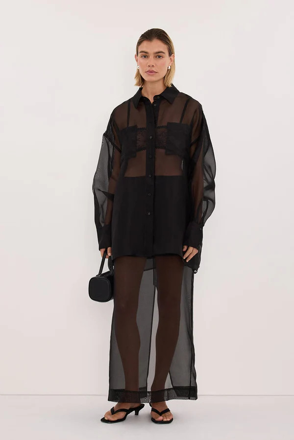 SIAN BLACK SILK ORGANZA SHIRT | DISSH