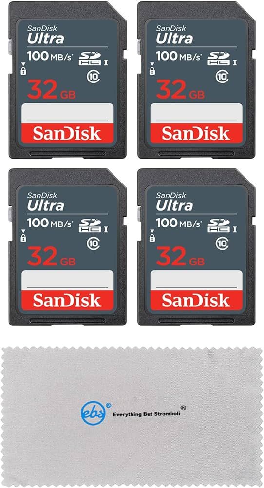 SanDisk 32GB Ultra (4 Pack) UHS-I Class 10 SDHC Memory Card, Retail Packaging - with (1) Everythi... | Amazon (US)
