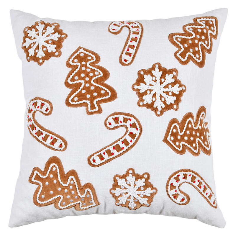 Gingerbread Cookie Embroidered Throw Pillow, 18" | At Home