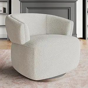 Swivel Accent Chair, Fully Assembled Round Barrel Chairs, Oversized Upholstered Armchair with 360... | Amazon (US)