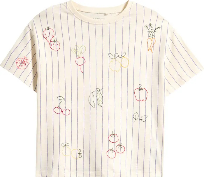 Kids' Stripe Embroidered Fruit Cotton Graphic T-Shirt | Nordstrom