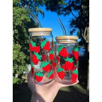 strawberry Beer Can Glass, Coffee Handmade Cup, Unique Cup | Etsy (US)