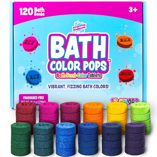 Tub Works® Bath Color Pops™ Moisturizing Kids Bath Bombs, 120 Count | Bath Bomb Refills for Bath Color Brush | Nontoxic & Fragrance-Free | 12 Unique Colors | Fizzy, Vibrant Water Color Tablets | Amazon (US)