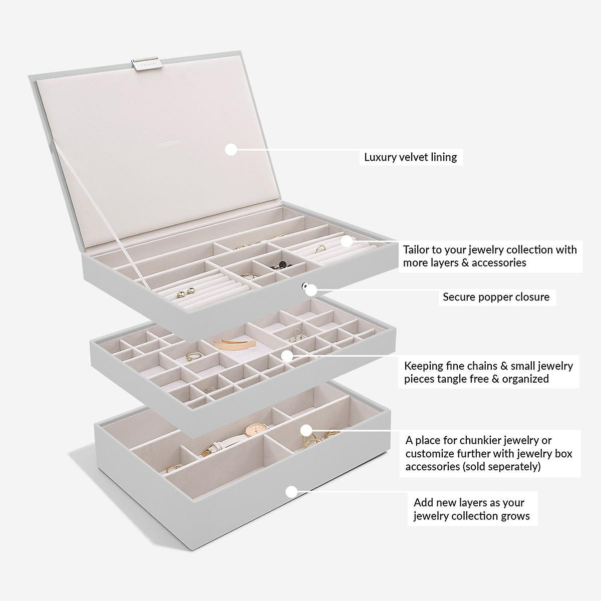 Stackers Pebble Grey Supersize Jewelry Box Collection | The Container Store