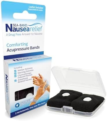 Sea-Band Anti-Nausea Acupressure Wristband for Motion & Morning Sickness, 1 Pair, Black | Amazon (US)