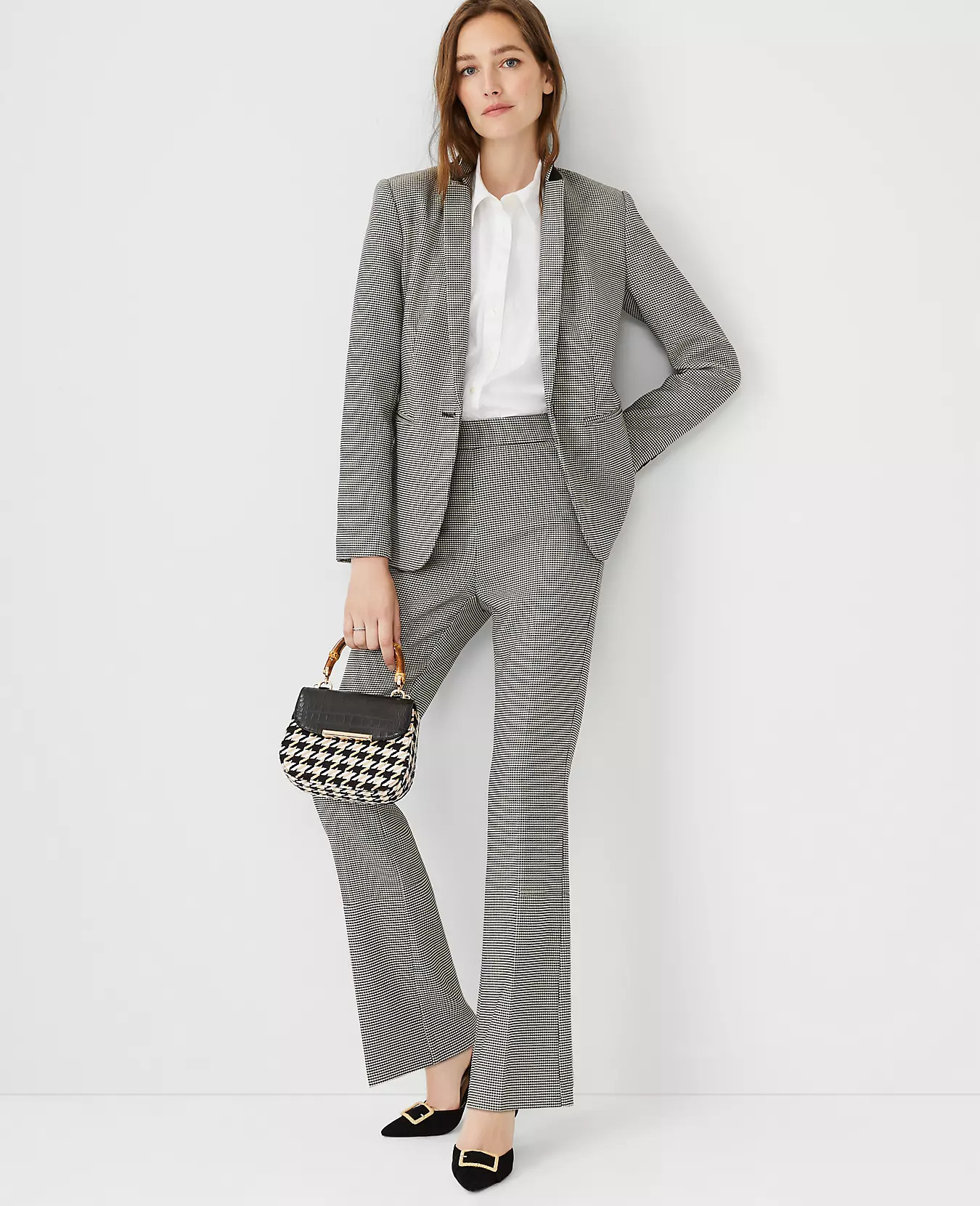 The High Waist Side Zip Trouser Pant in Herringbone | Ann Taylor (US)
