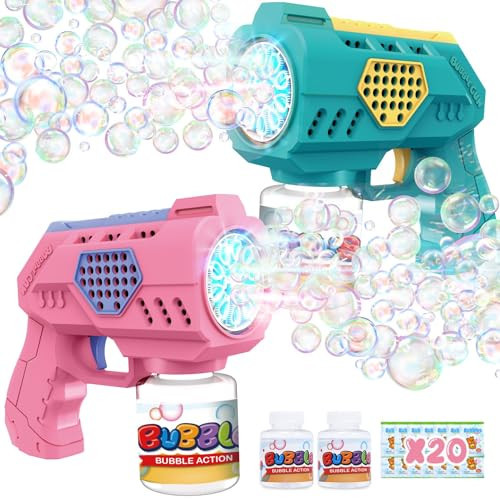 Eaglestone Bubble Guns for Toddlers 2 Pack, LED Light Automatic Bubble Machine Gun for Kids 4-8, Summer Outdoor Toys Birthday Gift | Amazon (US)