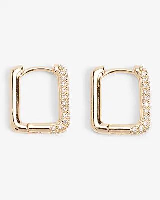 Rhinestone Embellished Square Huggie Hoop Earrings | Express