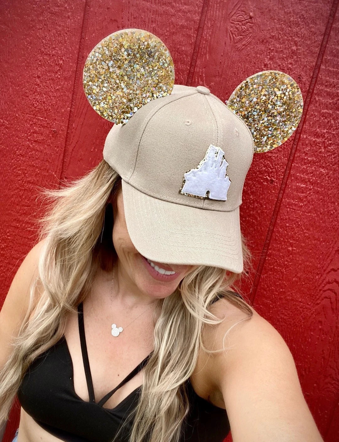 Khaki Disney Hat Gold Mickey Ears Tan Cap With White Castle - Etsy | Etsy (US)