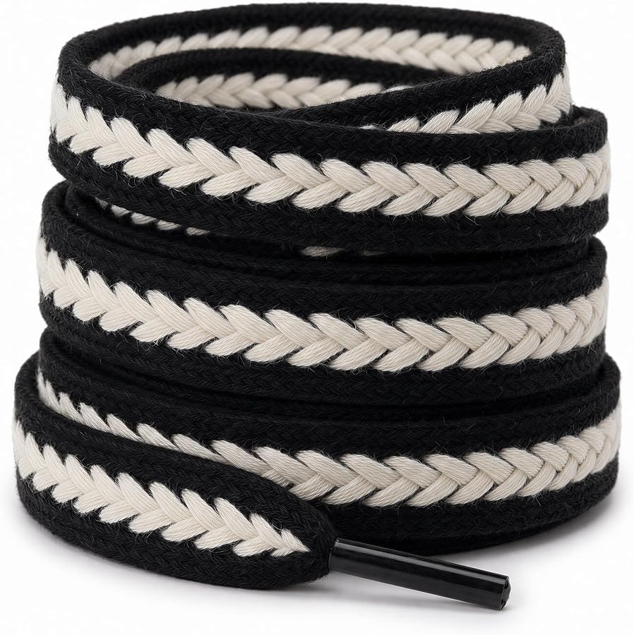 Fat Shoe Laces for Sneakers, Thick Flat Braided Cotton Shoelaces | Amazon (US)
