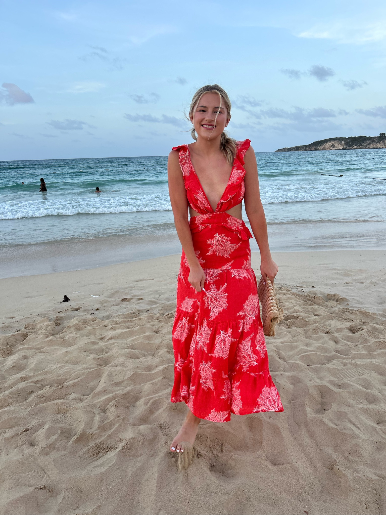 The most perfect beach vacation dress! The side cutouts are so flattering and fun! 

Beach vacation maxi dress 
Maxi dress with side cutouts 
Beach vacation red dress 
Crochet beach clutch 
Pearl studded earrings 

#LTKFind #LTKtravel #LTKstyletip