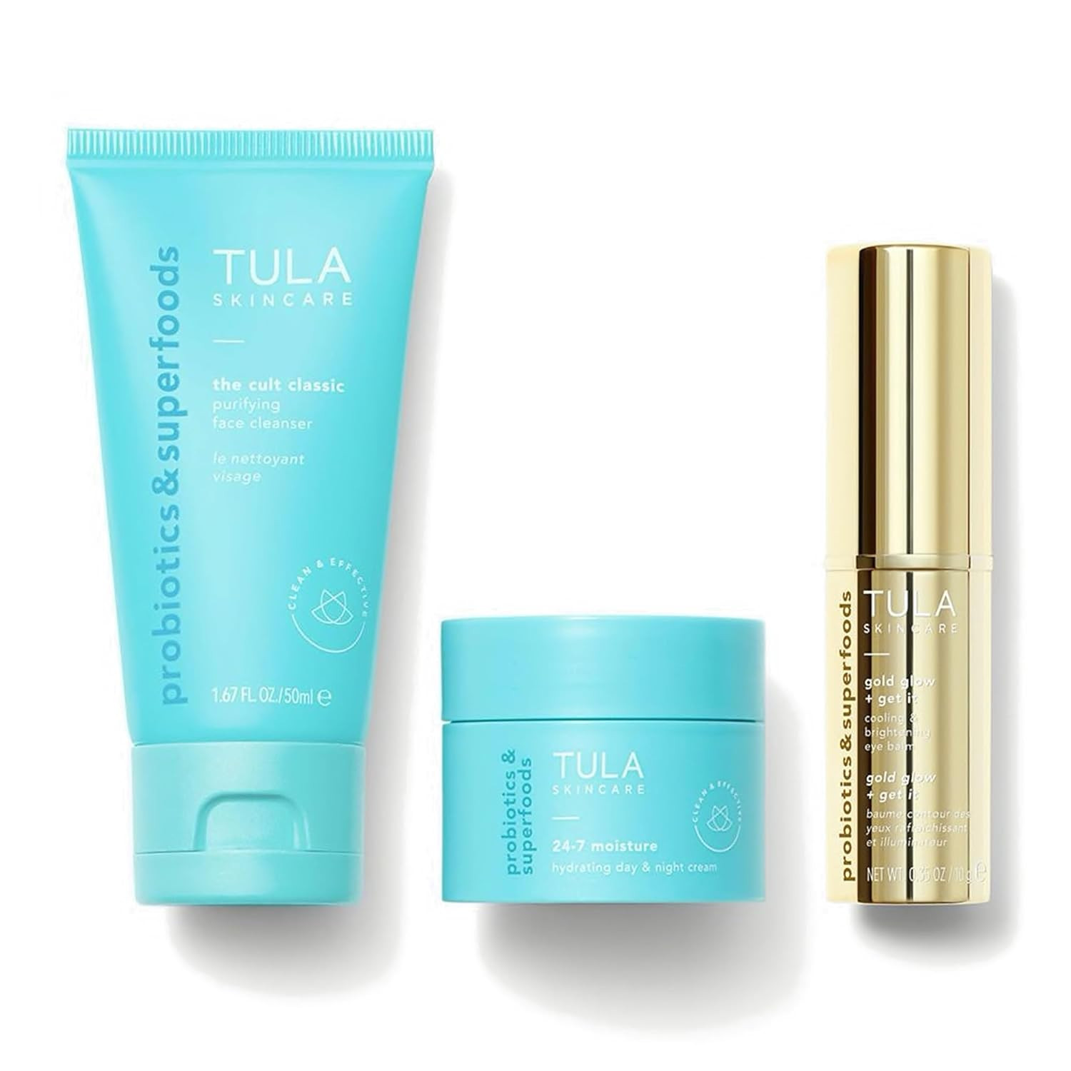 TULA Skin Care Glowing Goodies - Skincare Essentials Kit, Gold Glow + Get It 0.35 oz, Cult Classi... | Amazon (US)