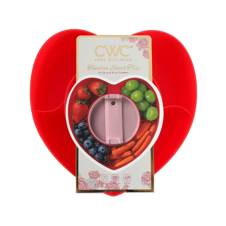 Cook with Color, Heart Shaped Tumbler Snack Tray, Multi Compartment Serving Dish, Perfect for Val... | Walmart (US)