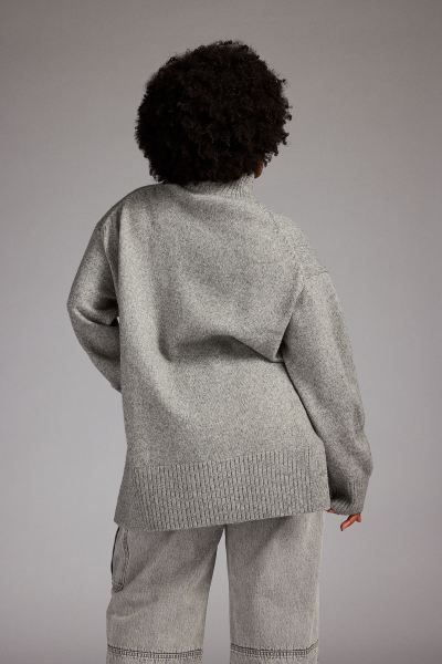 Oversized Turtleneck Sweater - Gray melange - Ladies | H&M US | H&M (US + CA)