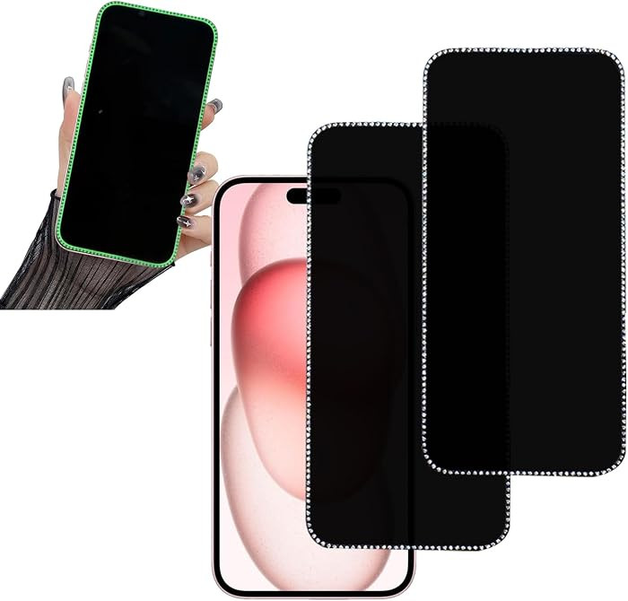 2PCS Glitter Privacy Screen Protector Suit for for iPhone 17Promax/iPhone 16 ProMax, Anti-spy Dia... | Amazon (US)