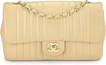 Amazon.com: Chanel, Pre-Loved Beige Vertical Lambskin Half Flap Medium, Beige : Luxury Stores | Amazon (US)