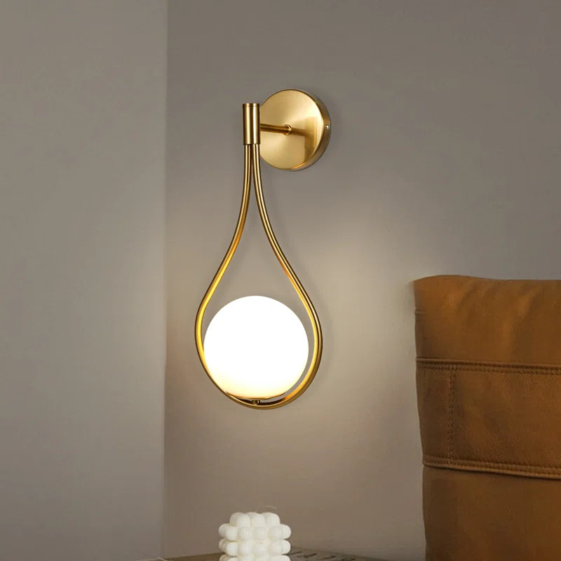 Everly Quinn Damne Armed Sconce Globe Glass Wall Sconce Warm Light "& Reviews" | Wayfair | Wayfair North America