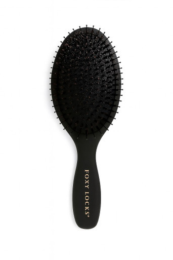 Foxy Locks 'Miracle' Eco Wooden Paddle Brush | Boar + Nylon Bristles - Matte Black | Foxy Locks