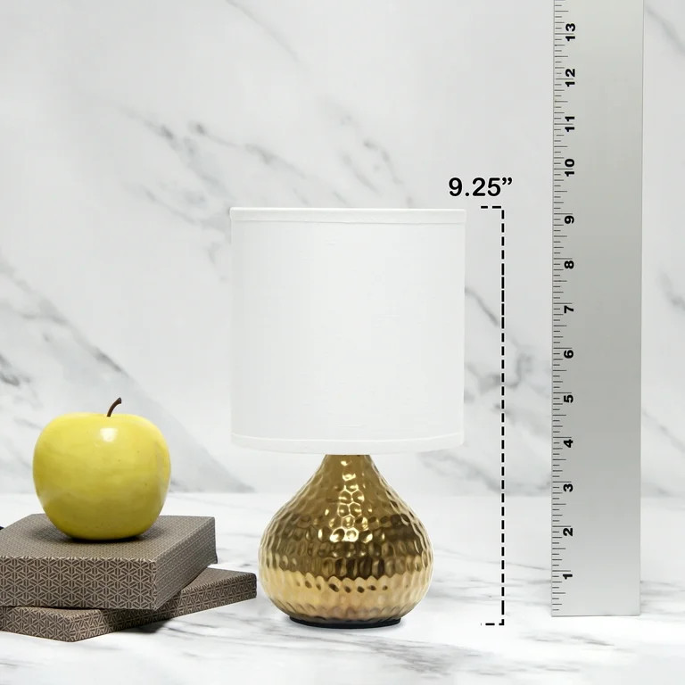 Simple Designs Hammered Gold Drip Mini Table Lamp with White Shade | Walmart (US)