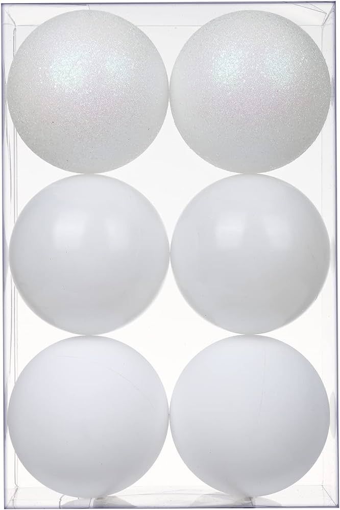 3.94" Large Christmas Balls Shatterproof Pearl White Christmas Ornaments 6 Pcs Big White Christma... | Amazon (US)