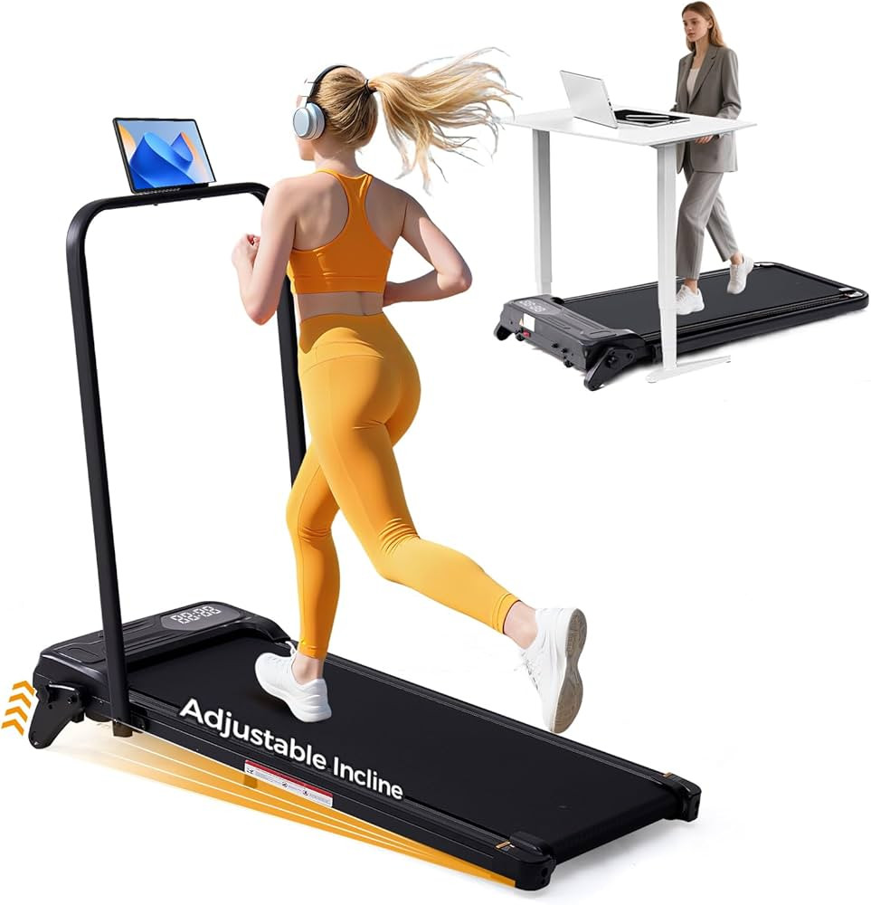 Folding Foldable Walking Pad Treadmill with Handle Bar and Adjustable Incline, 3.5HP Portable Ele... | Amazon (US)