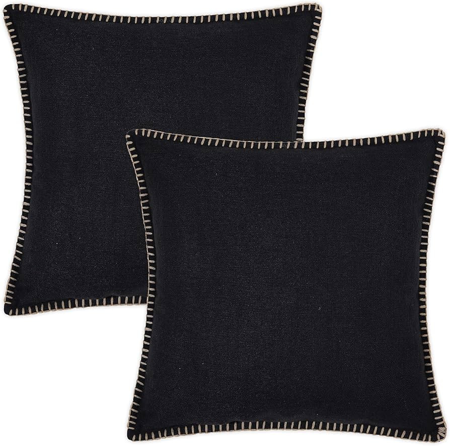Amazon.com: decorUhome Decorative Throw Pillow Covers 26x26 Set of 2, Square Linen Farmhouse Pill... | Amazon (US)