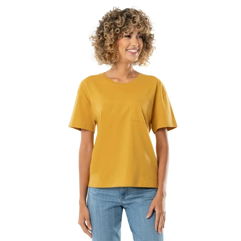 Time and Tru Women's Boyfriend Pocket Tee with Short Sleeves - Walmart.com | Walmart (US)
