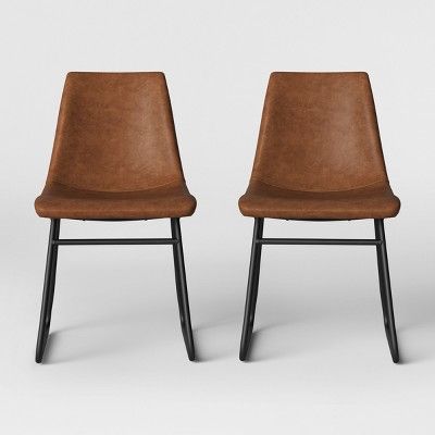 Bowden Faux Leather And Metal Dining Chair Caramel - Project 62™ | Target