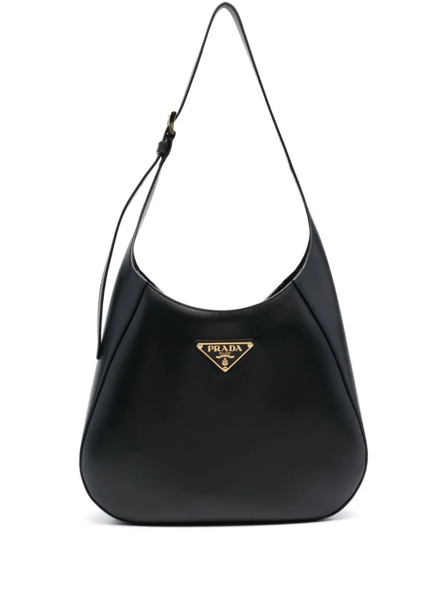 Prada Triangle-Logo Leather Shoulder Bag | Baltini