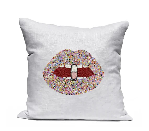 Chill Pill Pillow Cover Pink Lips Pop Art Pillow Case Retro - Etsy | Etsy (US)