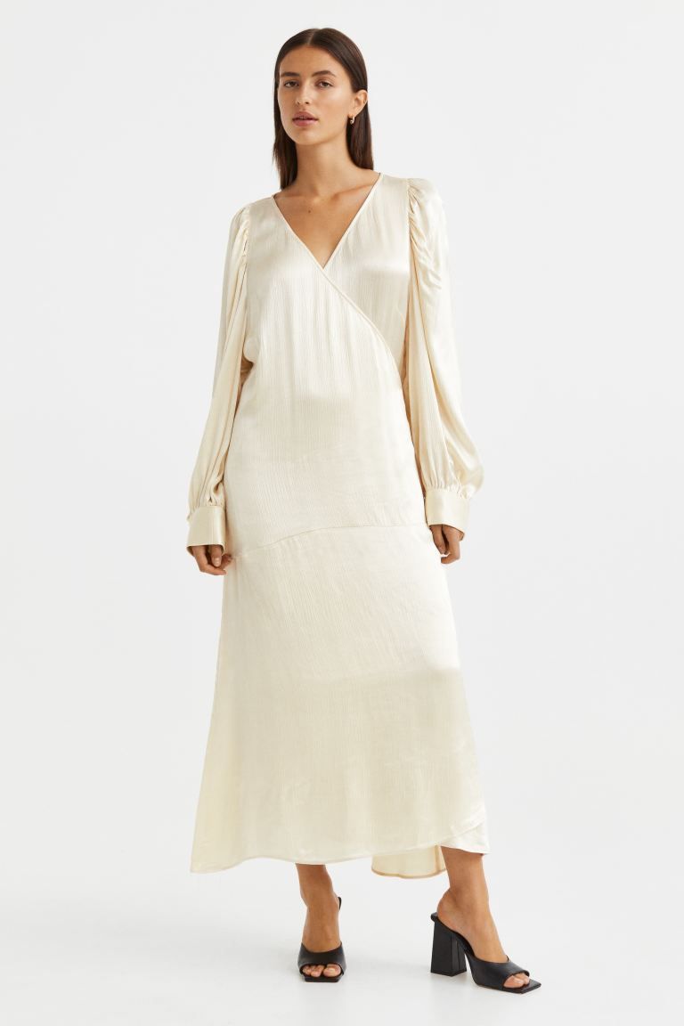 Voluminous Wrap Dress - Cream - Ladies | H&M US | H&M (US)