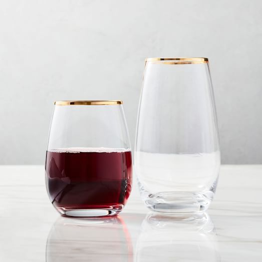 Metallic Rimmed Glassware (Set of 4) - Gold | West Elm (US)