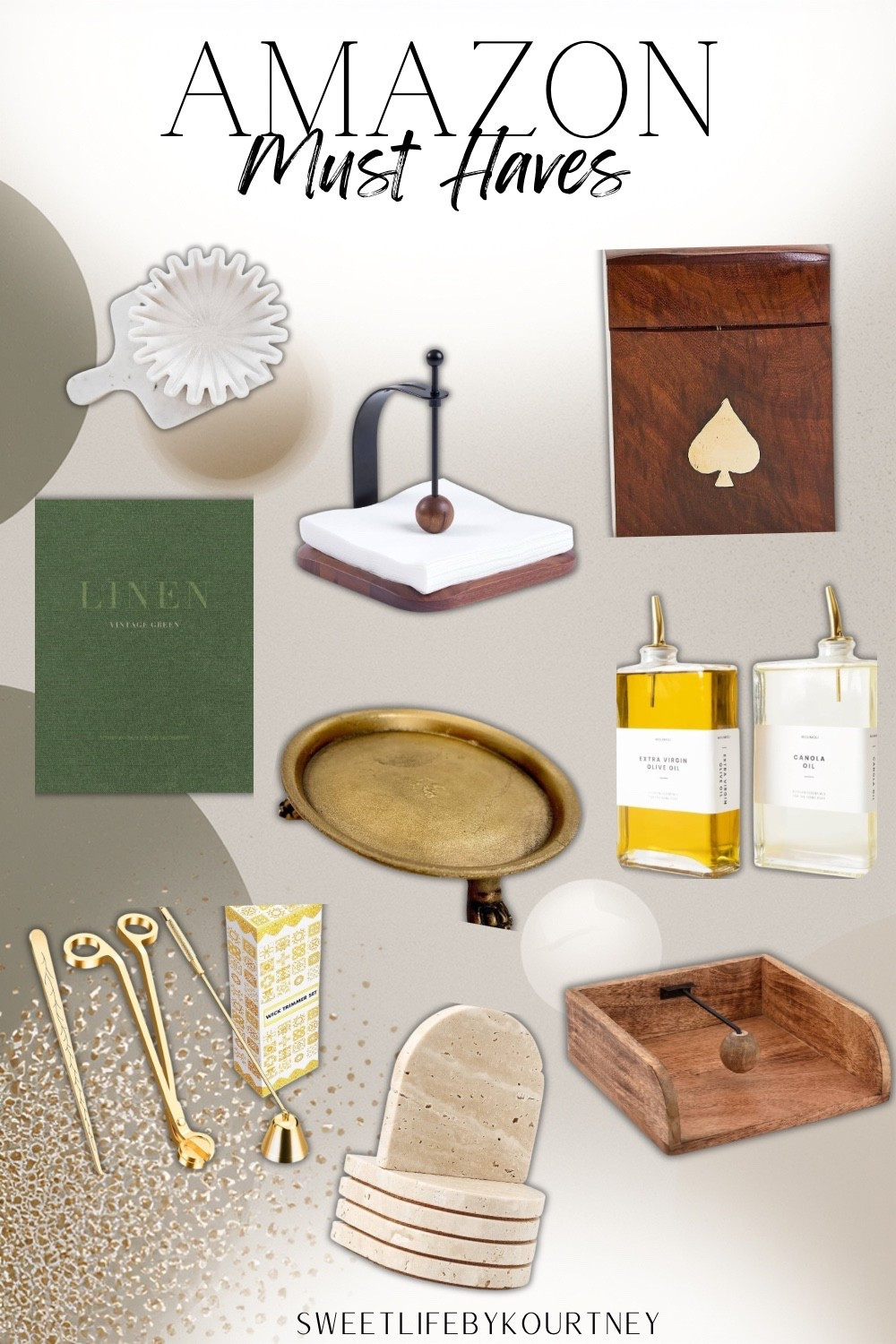 Shop these Amazon home must-haves to instantly elevate your kitchen and everyday spaces with warm, neutral details that look high-end without the price tag. These Amazon home must-haves include elevated oil dispensers, marble and wood accents, gold utensils, and functional decor that makes daily routines feel styled. Perfect for everyday use, entertaining, or a simple home refresh when your space needs a glow-up. Everything here is affordable, functional, and easy to style together.

#AmazonMustHaves #AmazonHomeFinds #NeutralHome #SweetLifeByKourtney

#LTKHome #LTKFindsUnder50 #LTKFindsUnder100