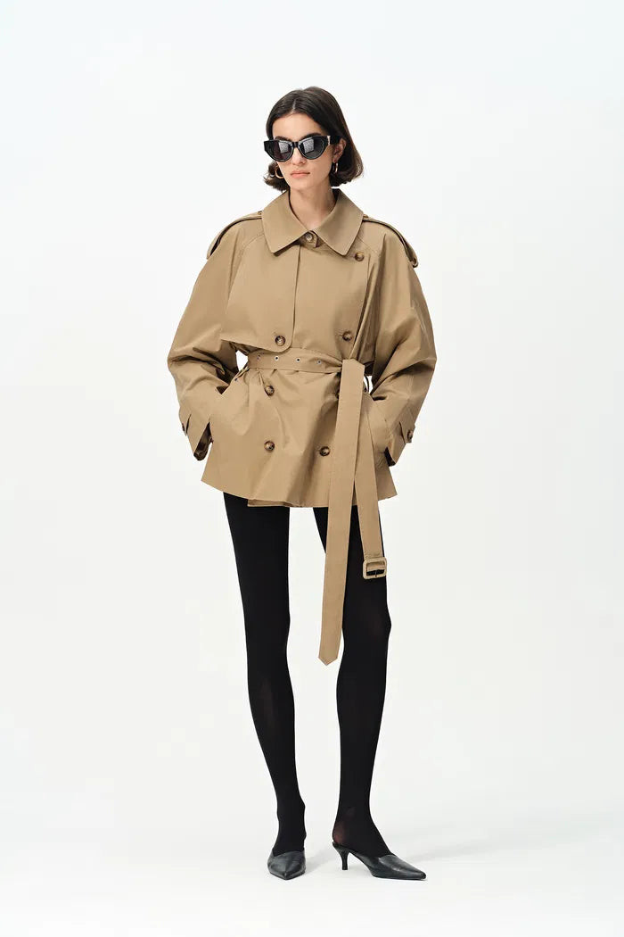 Lina Cropped Trench Coat in Cotton Twill | Fabrique