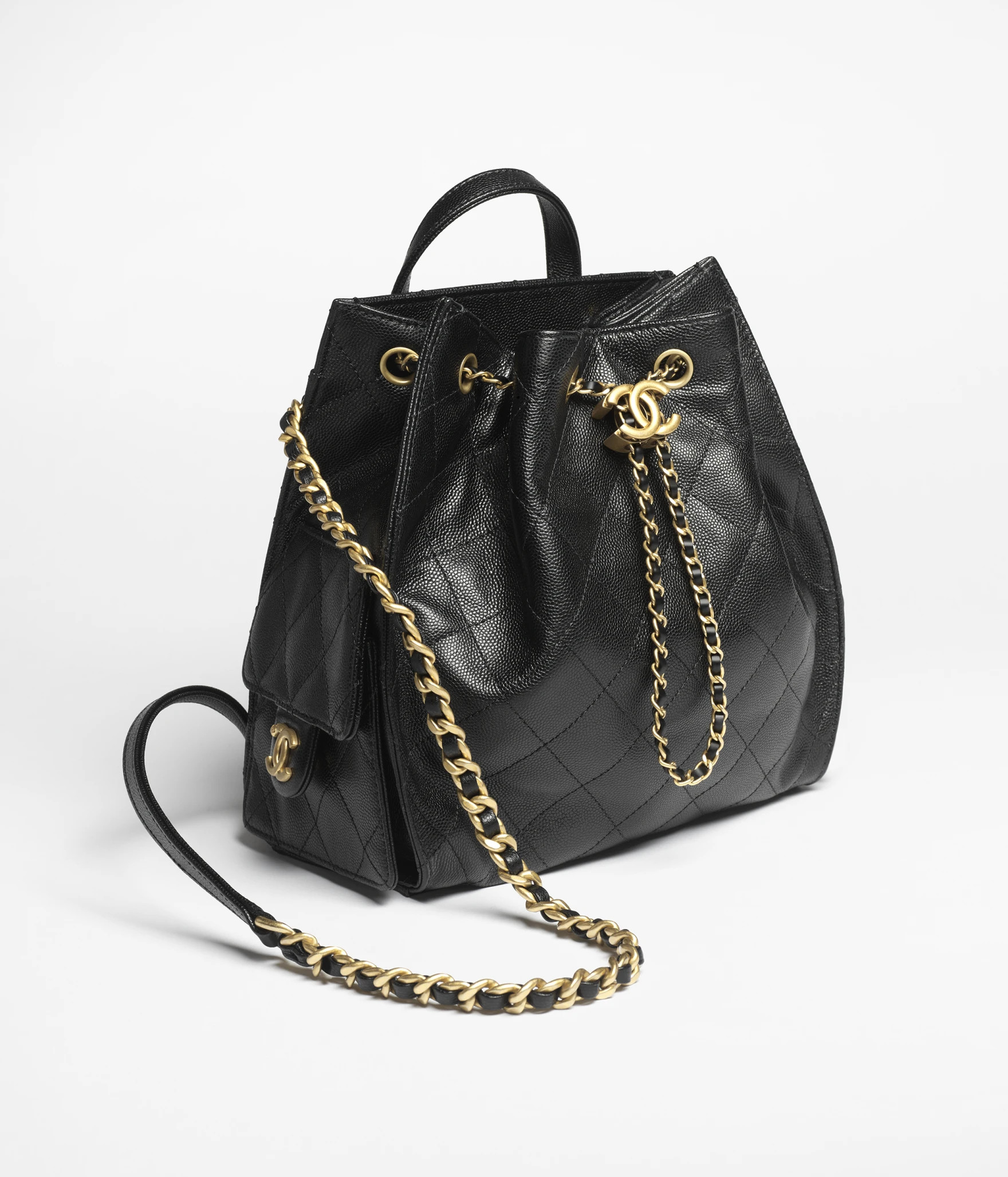 Chanel 25 medium backpack, Grained calfskin & gold-tone metal, black — Fashion | CHANEL | Chanel, Inc. (US)
