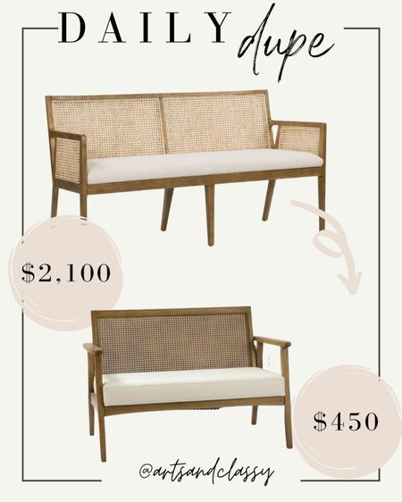 You could spend $2100 on the Lisbon Upholster Cane Dining Bench from Pottery Barn or you could spend $450 for a designer dupe for the same look for less! 🎉 Plus the dupe works in smaller spaces perfectly. 🫶 Save or splurge? 

#LTKSale #LTKhome #LTKFind