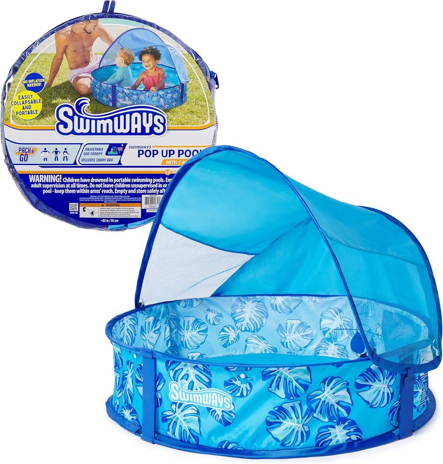 Swimways Elite Pop-Up Above Ground Pool, Baby Pool with Canopy & Carrying Case, Foldable Kiddie P... | Amazon (US)