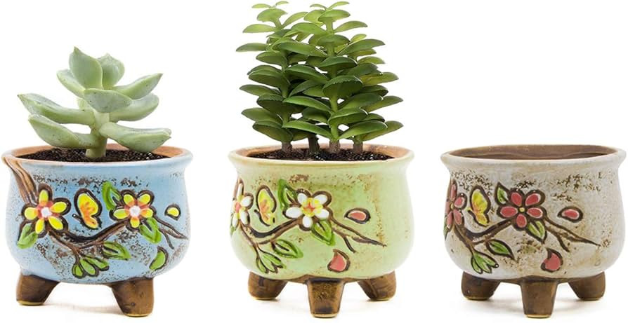 Goldblue Vintage Style Ceramic Succulent Pot Vintage Planter Pots 3 inch Hand-Painted Ceramic Suc... | Amazon (US)