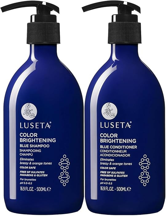 Luseta Blue Shampoo & Conditioner Set - Color Brightening for Brassy and Brunette Treated Hair, R... | Amazon (US)