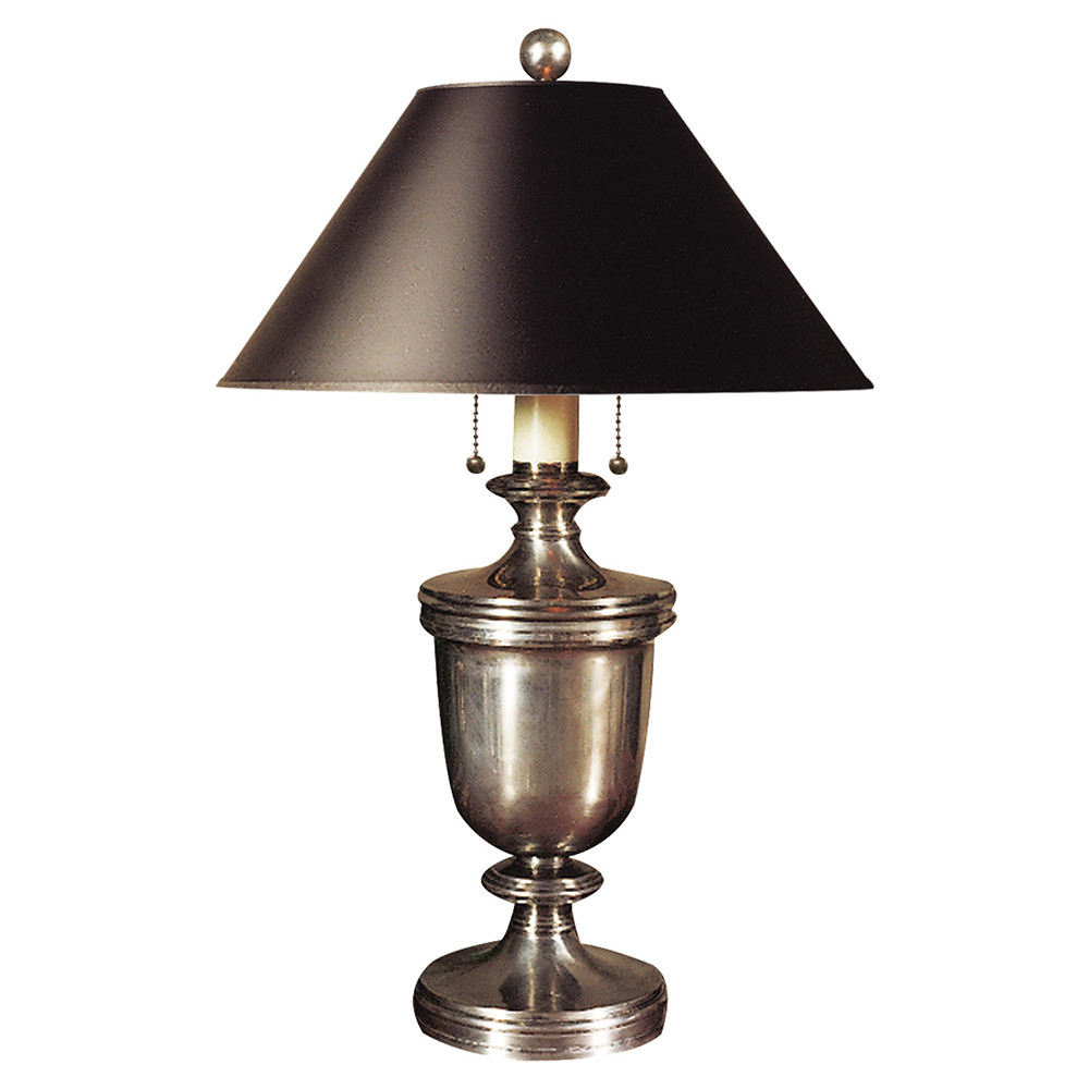 Visual Comfort Classical Regency Antique Nickel Black Shade Table Lamp | Kathy Kuo Home