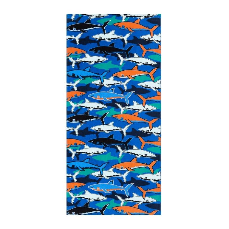 Mainstays Cotton Blend Shark Camo Beach Towel, 28" x 60" | Walmart (US)