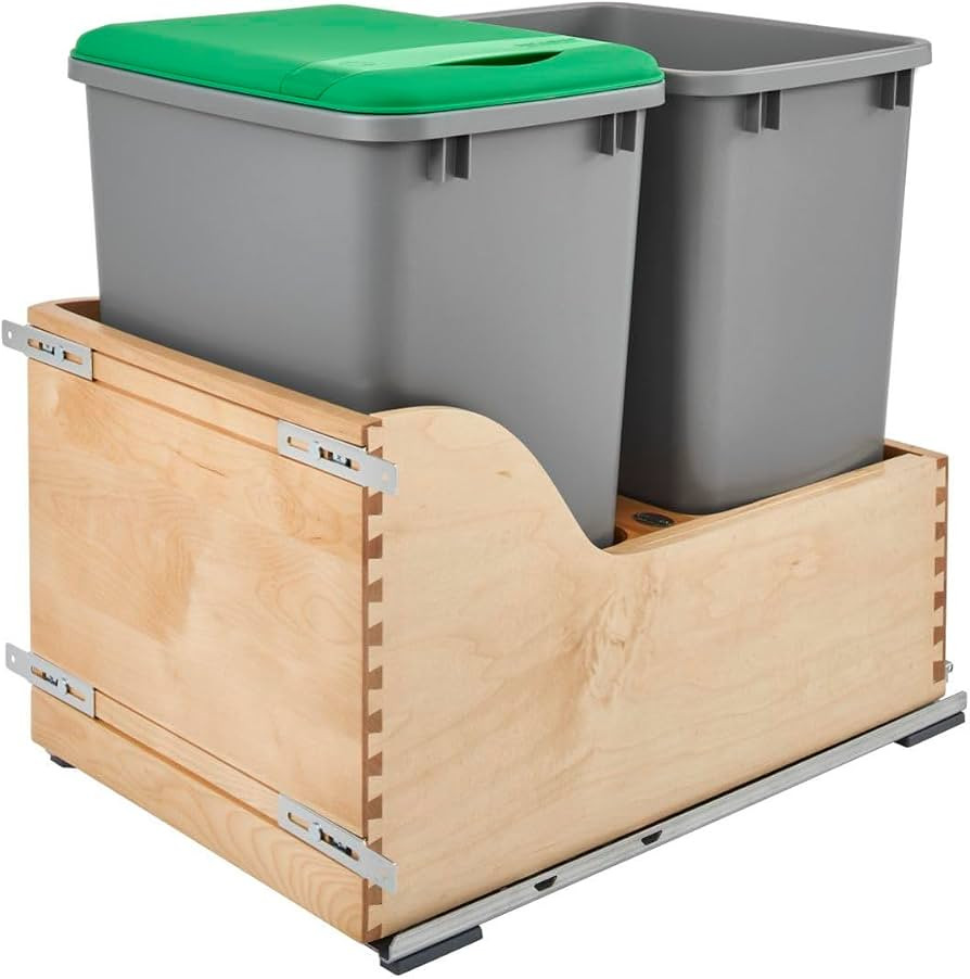 Rev-A-Shelf Wood Pullout Waste Container w/Soft-Close and SERVO-Drive System | Amazon (US)
