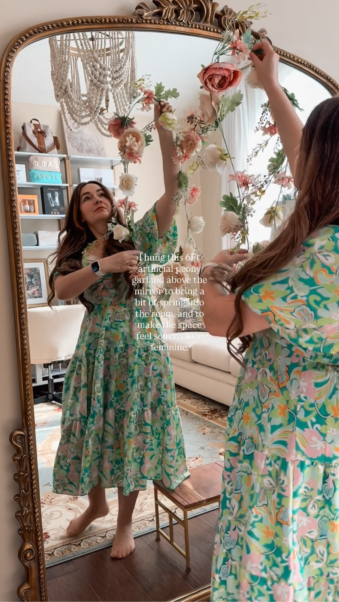 This is your sign to romanticize everything, including your mirror 🪞🌸 I added this floral garland and suddenly the rooms feels like a Jane Austin novel. 

#RomanicDecor #HomeDecor #Cloofice #InteriorInspo #wfhmom #Millenial #FloralVibes #SoftFeminineStyle #AmazonHome #LTKHome

#LTKHome #LTKFindsUnder50 #LTKFamily