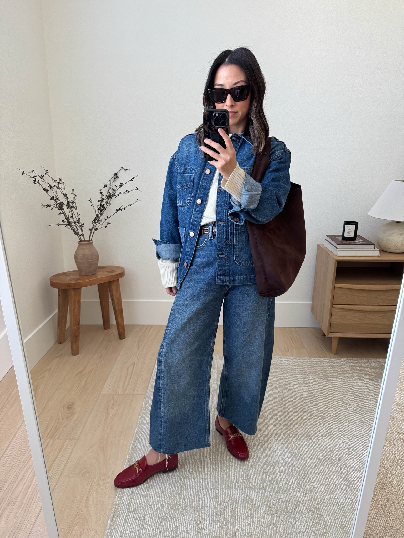 The best DÔEN chore jacket. Sadly I got it during their sale and it’s no longer available. Linked a few similar cuts. 

DÔEN jacket xs
Everlane sweater xs
Agolde jeans 25. Sized up and cut hems. 
Sam Edelman loafers 5
Gap bag 
Celine sunglasses 

Petite style, purse, jeans 

#LTKShoeCrush #LTKItBag #LTKSeasonal