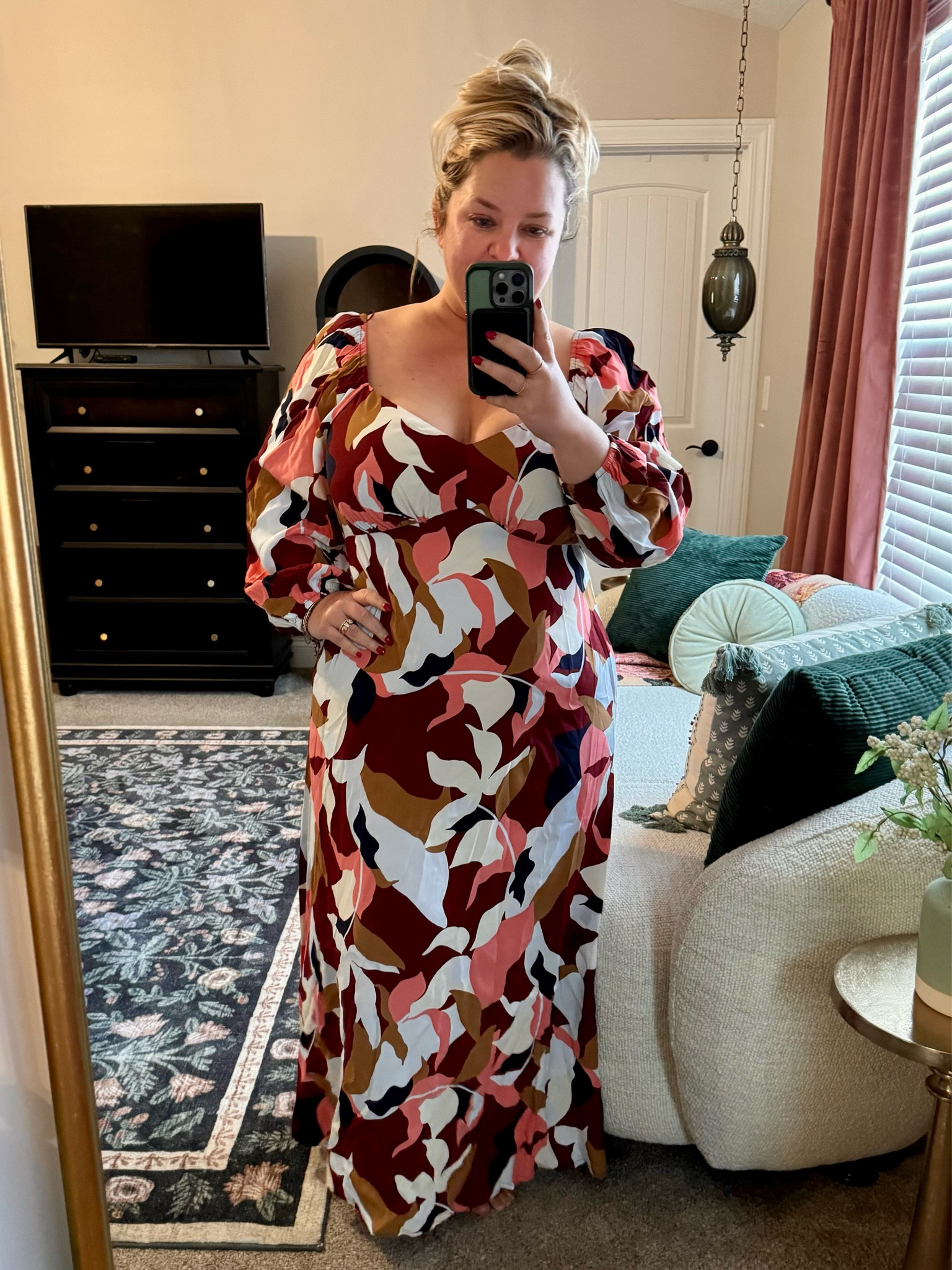 The pattern on this maxi dress is gorgeous!!! I’m usually sz 16 & I’m 5’2” wearing an XL here, I could have maybe used an XXL as it’s a tad tight in the tummy. Add a denim jacket & booties. So cute!! 

#LTKStyleTip #LTKFindsUnder50 #LTKPlusSize